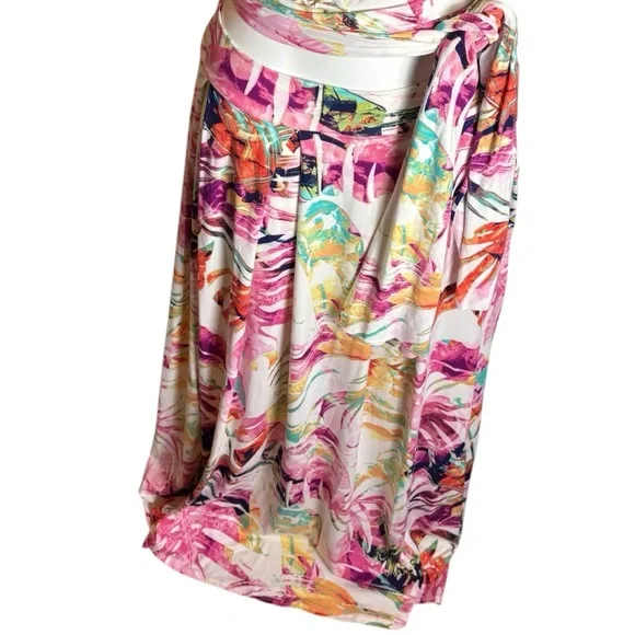 The Curve by Judani 3X Maki Skirt Top Crop Tie Wrap Shirt Floral 2 PC - Picture 5 of 12